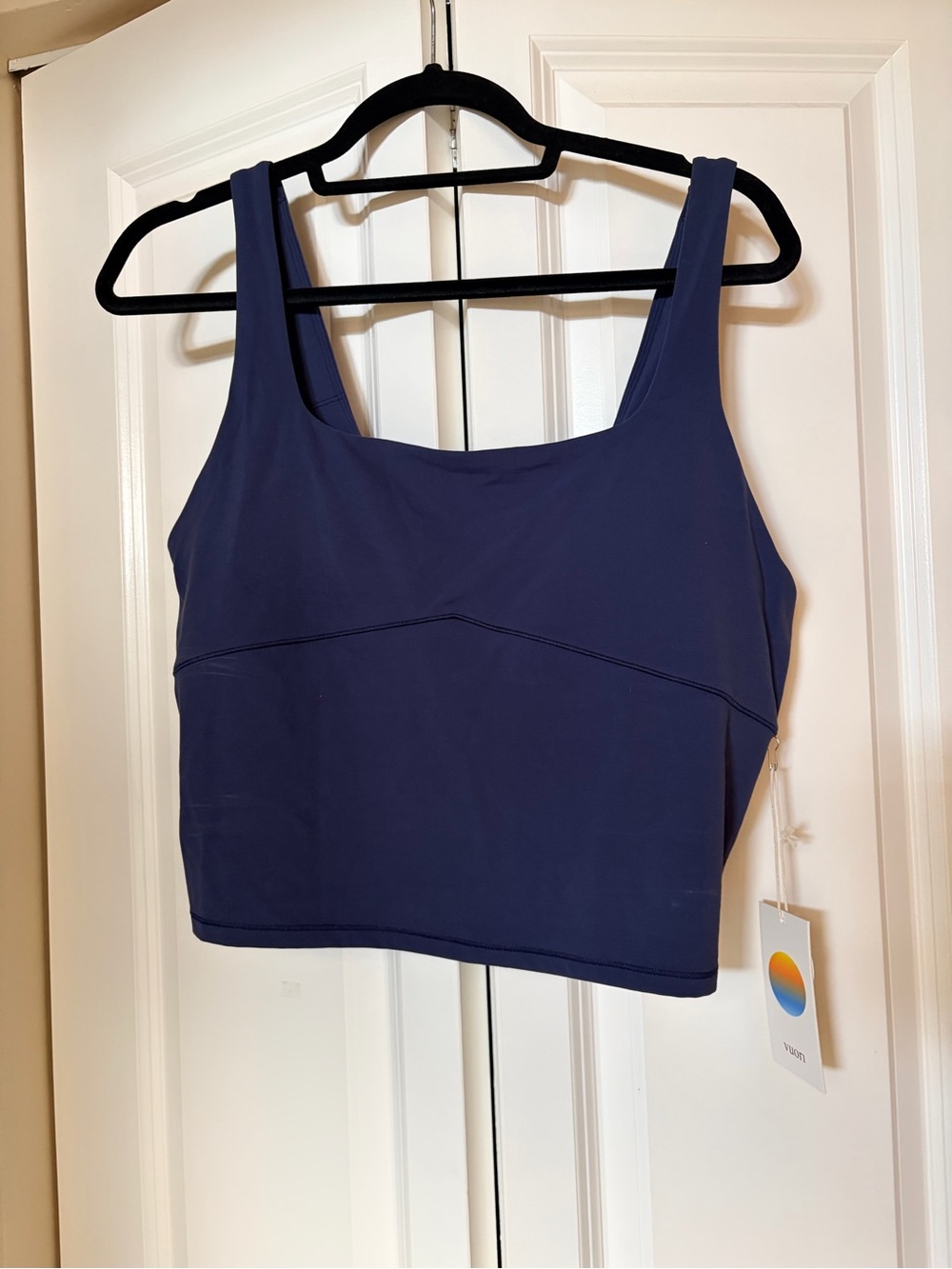 Vuori Navy Square-Neck Tank Crop Top